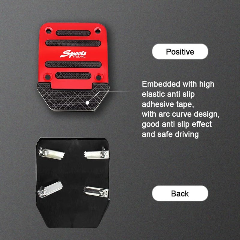 CHRYMUM 3PCS Car Non-Slip Aluminum Alloy Pedal Pads  Manual Transmission Brake Pedal Covers  Sports Gas Fuel Petrol Clutch Foot Pedals  Anti-rubbing Car Clutch Pedal Kits Suitable for Car SUV ATV (Red) - Image 3